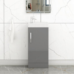 Royal Bathrooms Como 400mm Wall Hung Vanity Unit Hale Black- 1 Door Basin Unit - thumbnail 1