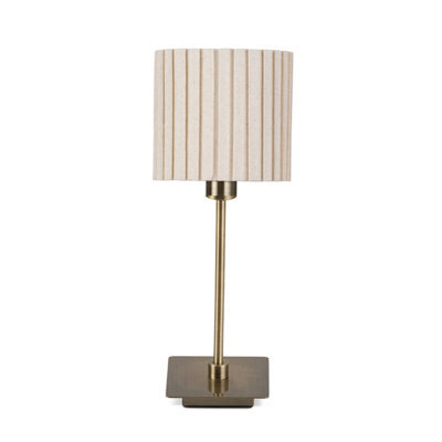 Lighting Supermarket Darwen Square Stick Antique Brass Table Lamp With Natural Pleat Shade - image 1