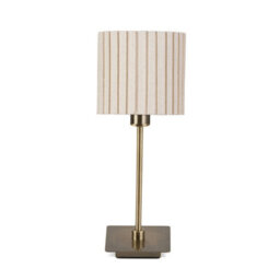 Lighting Supermarket Darwen Square Stick Antique Brass Table Lamp With Natural Pleat Shade - thumbnail 1