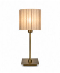 Lighting Supermarket Darwen Square Stick Antique Brass Table Lamp With Natural Pleat Shade - thumbnail 2