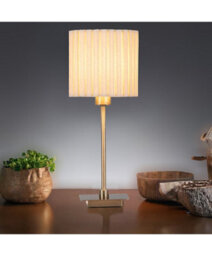 Lighting Supermarket Darwen Square Stick Antique Brass Table Lamp With Natural Pleat Shade - thumbnail 5