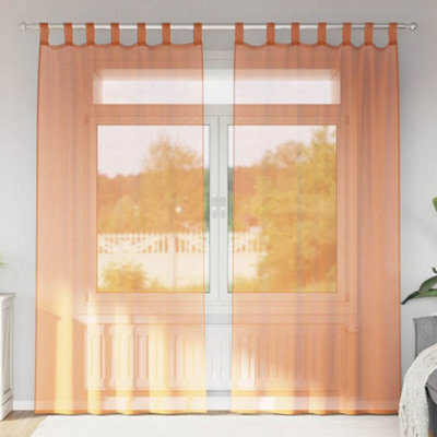 Walplus Voile Curtains With Loops 2 Pcs Terracotta 140X245 Cm - image 1