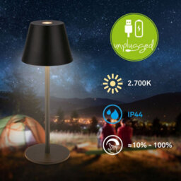 Briloner Nano Led Table Lamp Black Rechargeable Deco Light Dimmable Cordless Touch 1,5W, 130Lm - thumbnail 2