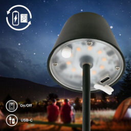 Briloner Nano Led Table Lamp Black Rechargeable Deco Light Dimmable Cordless Touch 1,5W, 130Lm - thumbnail 4