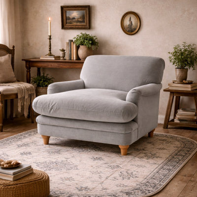 Wyld Haus Bambola Retro Soft Grey Chenille Cushioned Armchair - image 1