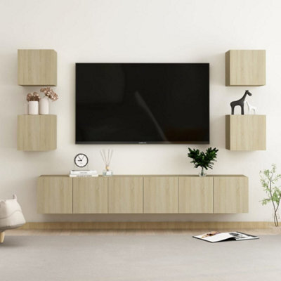 Berkfield 7 Piece Tv Cabinet Set Sonoma Oak Engineered Wood - image 1