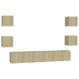Berkfield 7 Piece Tv Cabinet Set Sonoma Oak Engineered Wood - thumbnail 2