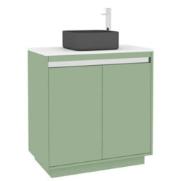 Royal Bathrooms Orion 800mm Mint Sage Floor Standing Plain White Countertop Vanity Unit 2 Door With Art Square Basin & Chrome Accent Trim - thumbnail 6