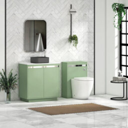 Royal Bathrooms Orion 800mm Mint Sage Floor Standing Plain White Countertop Vanity Unit 2 Door With Art Square Basin & Chrome Accent Trim - thumbnail 3