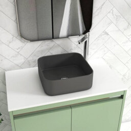 Royal Bathrooms Orion 800mm Mint Sage Floor Standing Plain White Countertop Vanity Unit 2 Door With Art Square Basin & Chrome Accent Trim - thumbnail 5