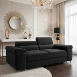 Torezio Sofa 2 Two Seater With Adjustable Headrests Chipboard Wooden Frame 198X102X70 90Cm Black - thumbnail 1
