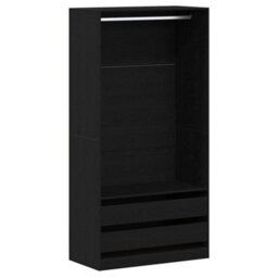 Vidaxl Wardrobe With Shelf Black Oak 100 X 50 X 200 Cm Engineered Wood - thumbnail 2