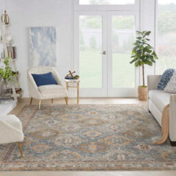 Blue Traditional Luxurious Persian Bordered Geometric Rug For Living Room And Bedroom-69 X 310Cm (Runner) - thumbnail 3