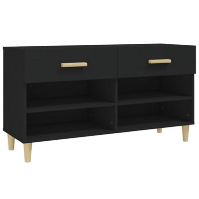 Berkfield Elegant Shoe Cabinet Black 102X35X55 Cm Engineered Wood - image 1