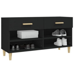Berkfield Elegant Shoe Cabinet Black 102X35X55 Cm Engineered Wood - thumbnail 4