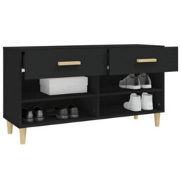 Berkfield Elegant Shoe Cabinet Black 102X35X55 Cm Engineered Wood - thumbnail 5