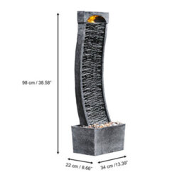 Teamson Home Garden Outdoor Water Feature, Large Curved Tall Water Fountain, Waterfall Design, With Led Lights, Slate Effect - thumbnail 5