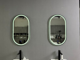 Lumora 900X500mm Oval Matt Black Led Mirror - Pill Mirror, Frosted Front-Lit And Anti-Fog - thumbnail 3