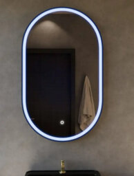 Lumora 900X500mm Oval Matt Black Led Mirror - Pill Mirror, Frosted Front-Lit And Anti-Fog - thumbnail 7