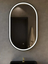 Lumora 900X500mm Oval Matt Black Led Mirror - Pill Mirror, Frosted Front-Lit And Anti-Fog - thumbnail 6