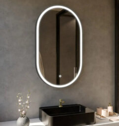 Lumora 900X500mm Oval Matt Black Led Mirror - Pill Mirror, Frosted Front-Lit And Anti-Fog - thumbnail 5