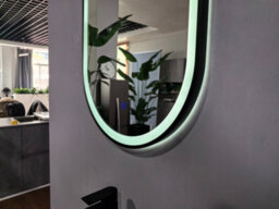 Lumora 900X500mm Oval Matt Black Led Mirror - Pill Mirror, Frosted Front-Lit And Anti-Fog - thumbnail 4