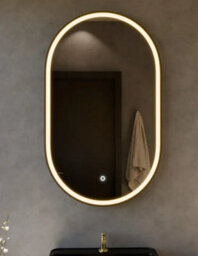 Lumora 900X500mm Oval Matt Black Led Mirror - Pill Mirror, Frosted Front-Lit And Anti-Fog - thumbnail 9