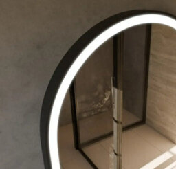 Lumora 900X500mm Oval Matt Black Led Mirror - Pill Mirror, Frosted Front-Lit And Anti-Fog - thumbnail 8