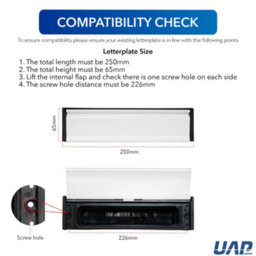 "UAP Limited Uap Petit Master 10"" White Aluminium Draught Proof Letterbox For Upvc Composite And Wooden Doors 40 To 80mm" - thumbnail 3