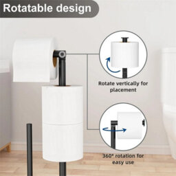 Black Stainless Steel Free Standing Toilet Roll Dispenser With Brush Holder - thumbnail 6
