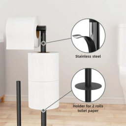 Black Stainless Steel Free Standing Toilet Roll Dispenser With Brush Holder - thumbnail 7