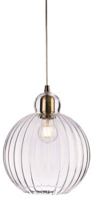 Luminosa Lighting Luminosa Victory 1 Light Globe Ceiling Pendant Antique Brass, Clear Glass, E27