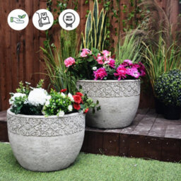 Pair Of Large Lace Garden Flowerpots - thumbnail 3