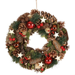 Dibor Traditional Baubles And Stars Front Door Autumn Wreath Winter Spring Wreath 36Cm - thumbnail 1