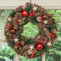 Dibor Traditional Baubles And Stars Front Door Autumn Wreath Winter Spring Wreath 36Cm - thumbnail 3