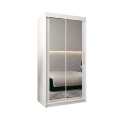 Arte Tokyo 03 Contemporary Mirrored 2 Sliding Door Wardrobe 5 Shelves 2 Rails White Matt (H)2000mm (W)1000mm (D)620mm - thumbnail 1