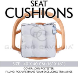 Gc Gaveno Cavailia 4 Pcs Seat Cushions For Dining Chairs Garden Indoor/outdoor Kitchen Chair Cushions With Ties 40X40Cm Silver - thumbnail 5