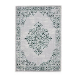 Green Silver Rug, Traditional Bordered Rug, 11mm Thick Abstract Rug, Green Silver Rug For Dining Room-160Cm X 230Cm