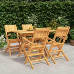 Berkfield 5 Piece Garden Dining Set Solid Wood Teak - thumbnail 1