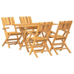 Berkfield 5 Piece Garden Dining Set Solid Wood Teak - thumbnail 2