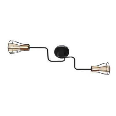 Luminosa Lighting Luminosa Tube Multi Arm Semi Flush Ceiling Light Black, Copper 82Cm