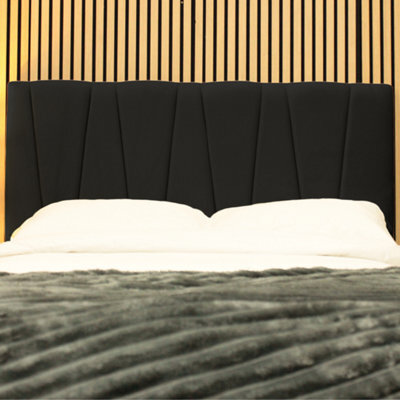 "Urban Textures - Vallor Luxury 20"" High Velvet Fabric Upholstered Headboard - Black" - image 1