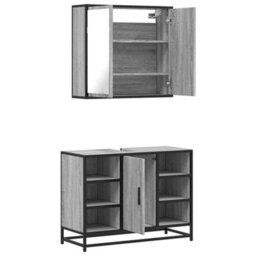 Berkfield 2 Piece Bathroom Furniture Set Grey Sonoma Engineered Wood - thumbnail 8