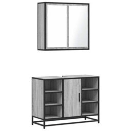 Berkfield 2 Piece Bathroom Furniture Set Grey Sonoma Engineered Wood - thumbnail 2