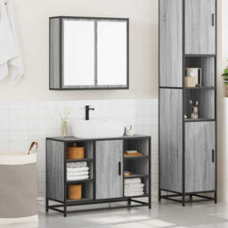 Berkfield 2 Piece Bathroom Furniture Set Grey Sonoma Engineered Wood - thumbnail 3