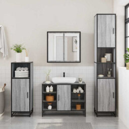 Berkfield 2 Piece Bathroom Furniture Set Grey Sonoma Engineered Wood - thumbnail 4