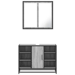 Berkfield 2 Piece Bathroom Furniture Set Grey Sonoma Engineered Wood - thumbnail 5