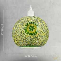 Happy Homewares Green And Yellow Mosaic Glass Artisanal Pendant Ceiling Light Shade - thumbnail 7