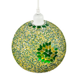 Happy Homewares Green And Yellow Mosaic Glass Artisanal Pendant Ceiling Light Shade - thumbnail 3