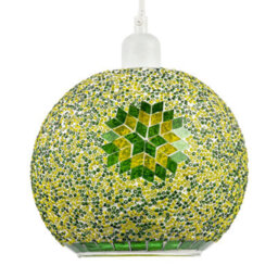 Happy Homewares Green And Yellow Mosaic Glass Artisanal Pendant Ceiling Light Shade - thumbnail 1